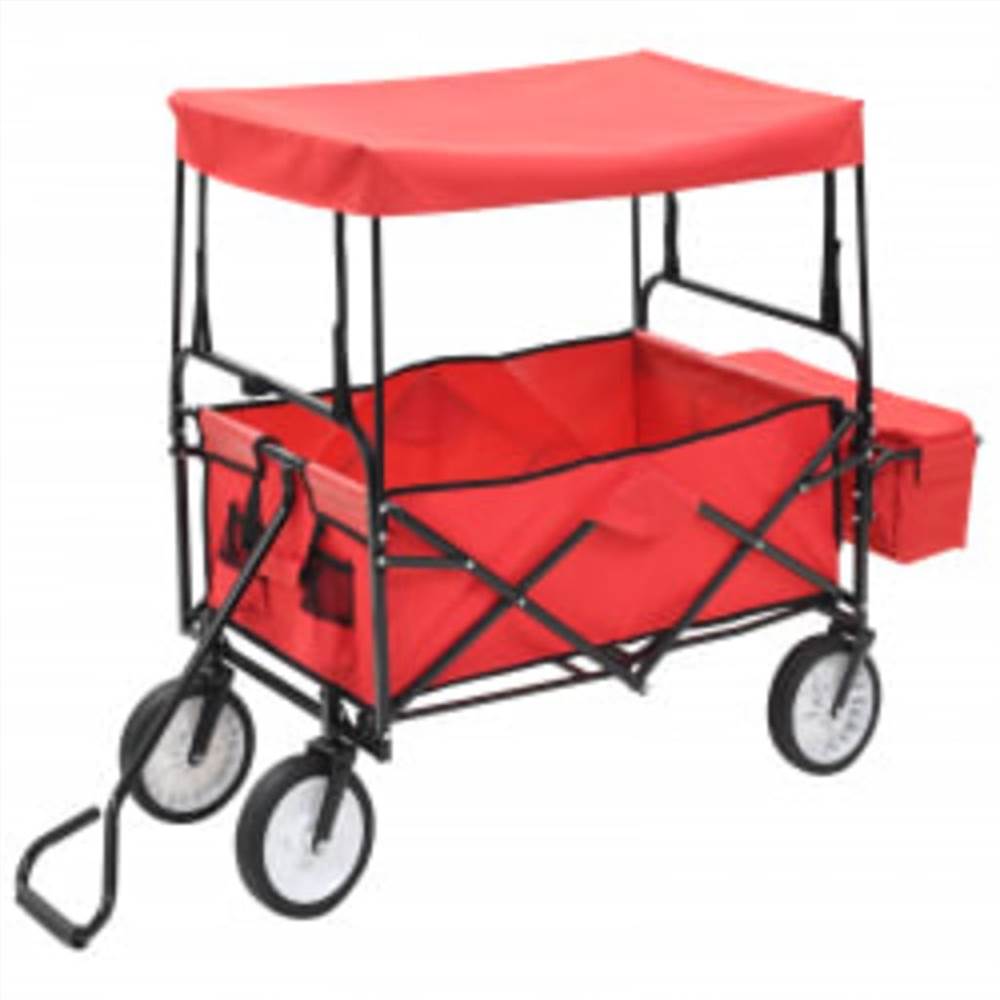 Folding Hand Trolley with Canopy Steel Red Folding Hand Trolley With Canopy Steel Red -Room Folding Hand Trolley with Canopy Steel Red 466867 2