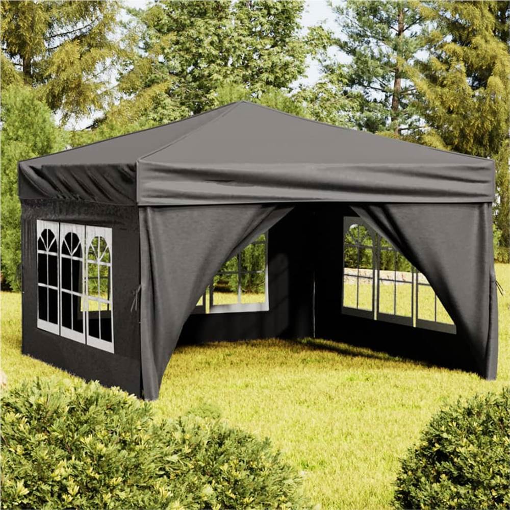 Folding Party Tent with Sidewalls Anthracite 3x3 m Folding Party Tent With Sidewalls Anthracite 3x3 M -Room Folding Party Tent with Sidewalls Anthracite 3x3 m 515470 0