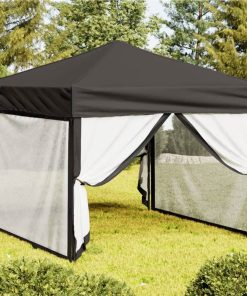 Folding Party Tent With Sidewalls Anthracite 3x3 M