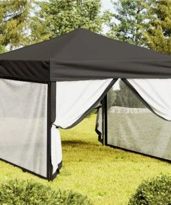 Folding Party Tent With Sidewalls Anthracite 3x3 M