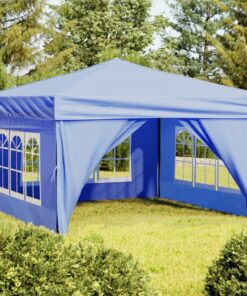 Folding Party Tent With Sidewalls Blue 3x3 M