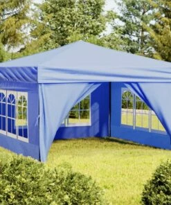 Folding Party Tent With Sidewalls Blue 3x3 M