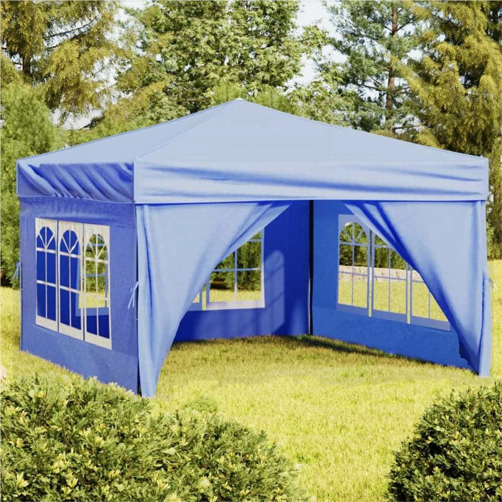 Folding Party Tent With Sidewalls Blue 3x3 M