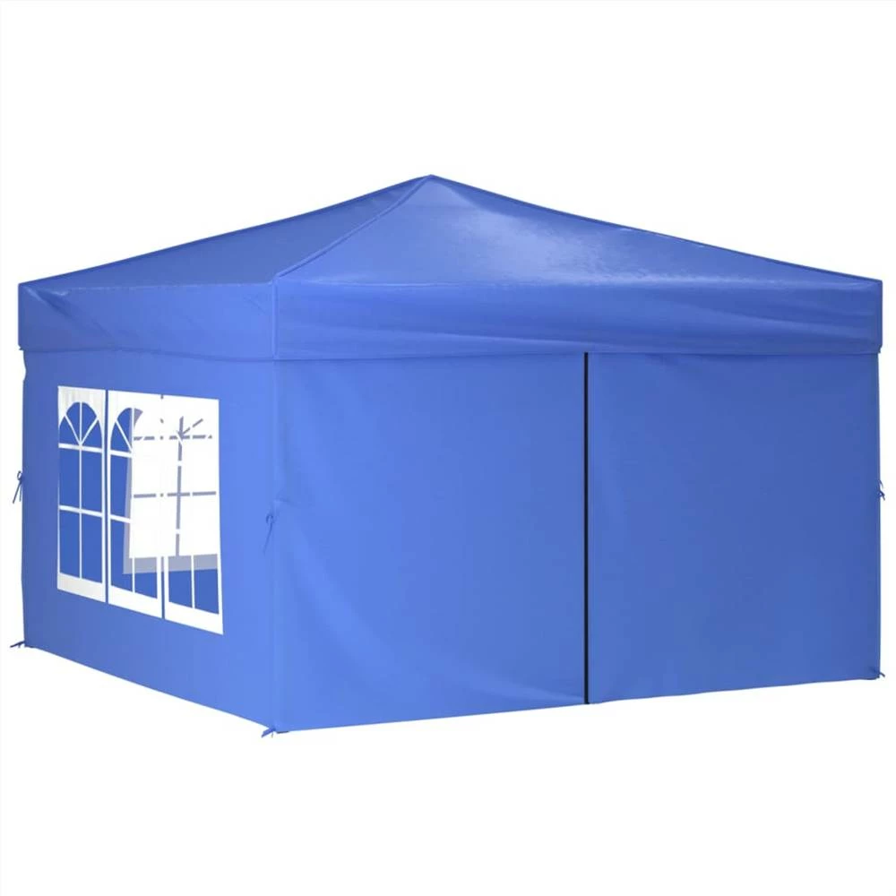 Folding Party Tent With Sidewalls Blue 3x3 M - Image 2