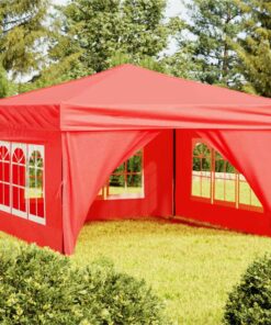 Folding Party Tent With Sidewalls Red 3x3 M