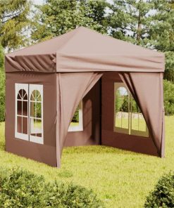 Folding Party Tent With Sidewalls Taupe 2x2 M