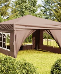 Folding Party Tent With Sidewalls Taupe 3x3 M