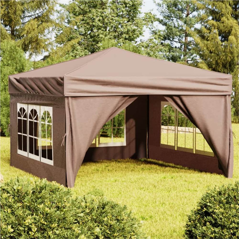 Folding Party Tent with Sidewalls Taupe 3x3 m Folding Party Tent With Sidewalls Taupe 3x3 M -Room Folding Party Tent with Sidewalls Taupe 3x3 m 515495 0