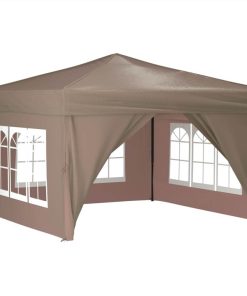 Folding Party Tent With Sidewalls Taupe 3x3 M 4 Folding Party Tent With Sidewalls Taupe 3x3 M -Room Folding Party Tent with Sidewalls Taupe 3x3 m 515495 2