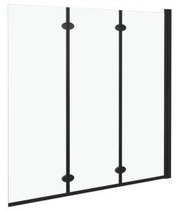 Folding Shower Enclosure 3 Panels ESG 130x138 Cm Black -Room Folding Shower Enclosure 3 Panels ESG 130x138 cm Black 443693 2