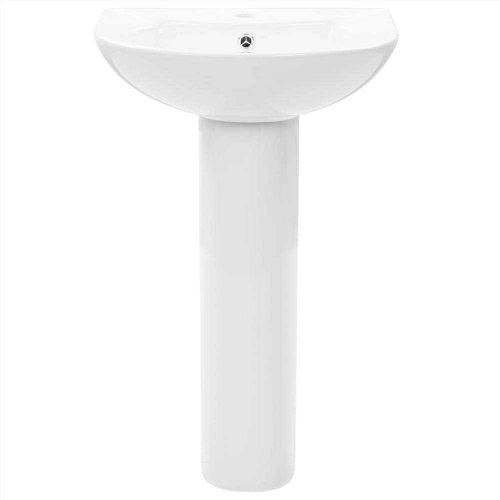 Freestanding Basin with Pedestal Ceramic White 520x440x190 mm Freestanding Basin With Pedestal Ceramic White 520x440x190 Mm -Room Freestanding Basin with Pedestal Ceramic White 520x440x190 mm 444443 2