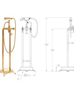 Freestanding Bathtub Faucet Stainless Steel 99.5 Cm Gold -Room Freestanding Bathtub Faucet Stainless Steel 99 5 cm Gold 446039 5