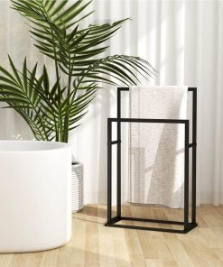Freestanding Towel Rack Black 48x24x78.5 Cm Steel