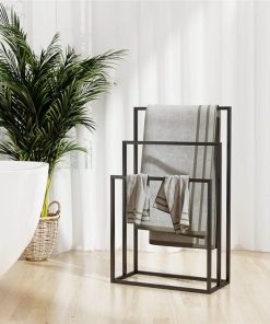 Freestanding Towel Rack Black 48x24x79 Cm Iron