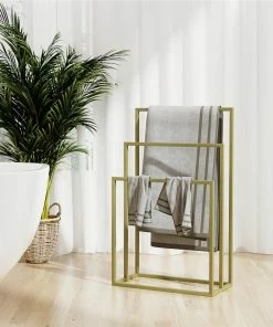 Freestanding Towel Rack Gold 48x24x79 Cm Iron