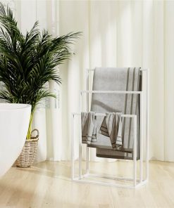 Freestanding Towel Rack White 48x24x79 Cm Iron