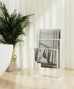 Freestanding Towel Rack White 48x24x79 Cm Iron
