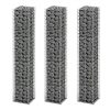 Gabion Set 3 Pcs Galvanised Wire 25 X 25 X 150 Cm -Room Gabion Set 3 pcs Galvanised Wire 25 x 25 x 150 cm 441343 0