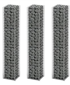 Gabion Set 3 Pcs Galvanised Wire 25 X 25 X 150 Cm