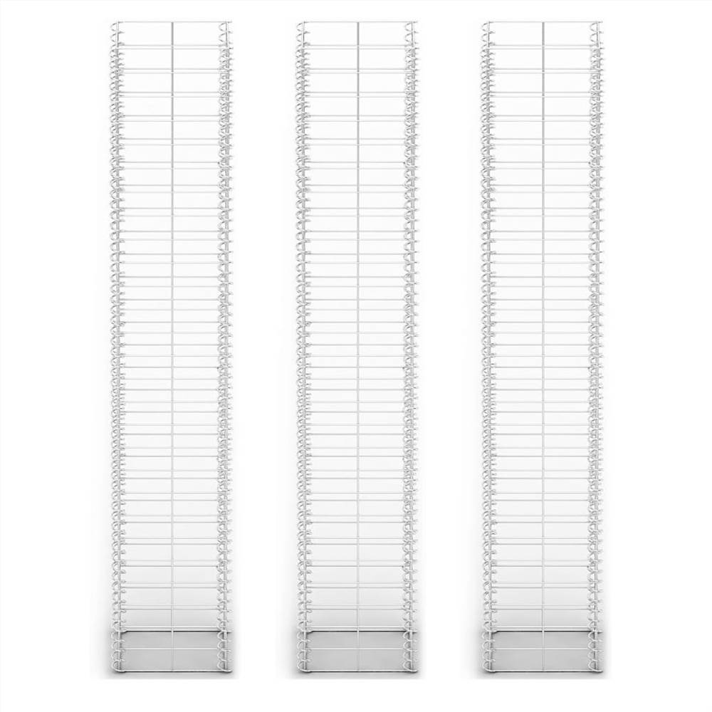 Gabion Set 3 pcs Galvanised Wire 25 x 25 x 150 cm Gabion Set 3 Pcs Galvanised Wire 25 X 25 X 150 Cm -Room Gabion Set 3 pcs Galvanised Wire 25 x 25 x 150 cm 441343 2