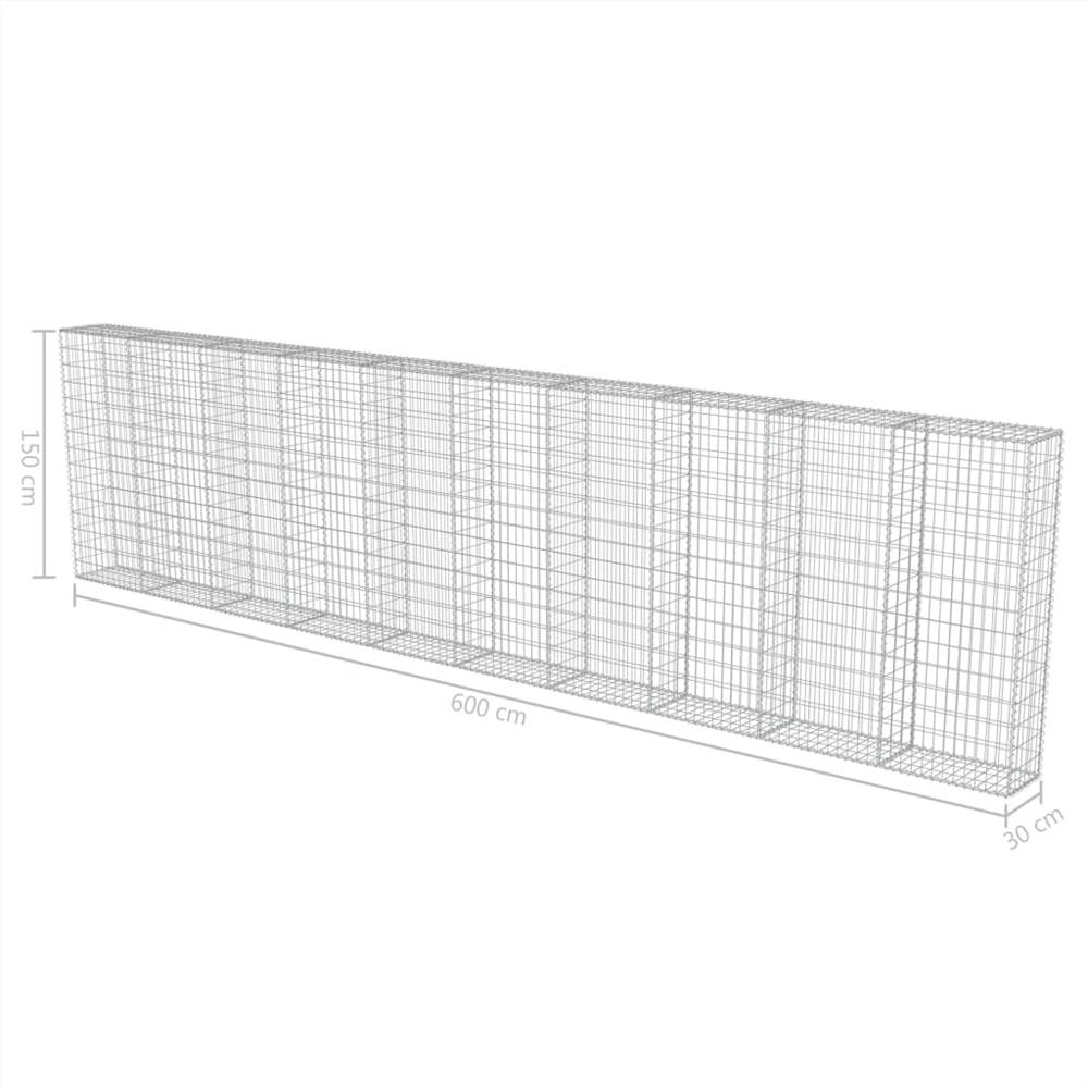 Gabion Wall with Covers Galvanised Steel 600x30x150 cm Gabion Wall With Covers Galvanised Steel 600x30x150 Cm -Room Gabion Wall with Covers Galvanised Steel 600x30x150 cm 445776 5