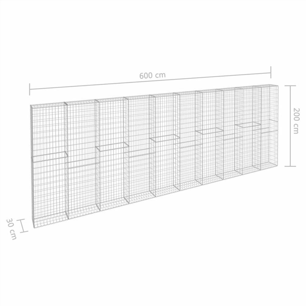 Gabion Wall with Covers Galvanised Steel 600x30x200 cm Gabion Wall With Covers Galvanised Steel 600x30x200 Cm -Room Gabion Wall with Covers Galvanised Steel 600x30x200 cm 437469 5