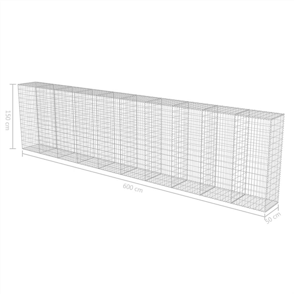 Gabion Wall with Covers Galvanised Steel 600x50x150 cm Gabion Wall With Covers Galvanised Steel 600x50x150 Cm -Room Gabion Wall with Covers Galvanised Steel 600x50x150 cm 451667 5