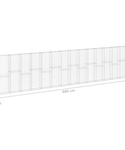 Gabion Wall With Covers Galvanised Steel 900x30x200 Cm -Room Gabion Wall with Covers Galvanised Steel 900x30x200 cm 432814 5