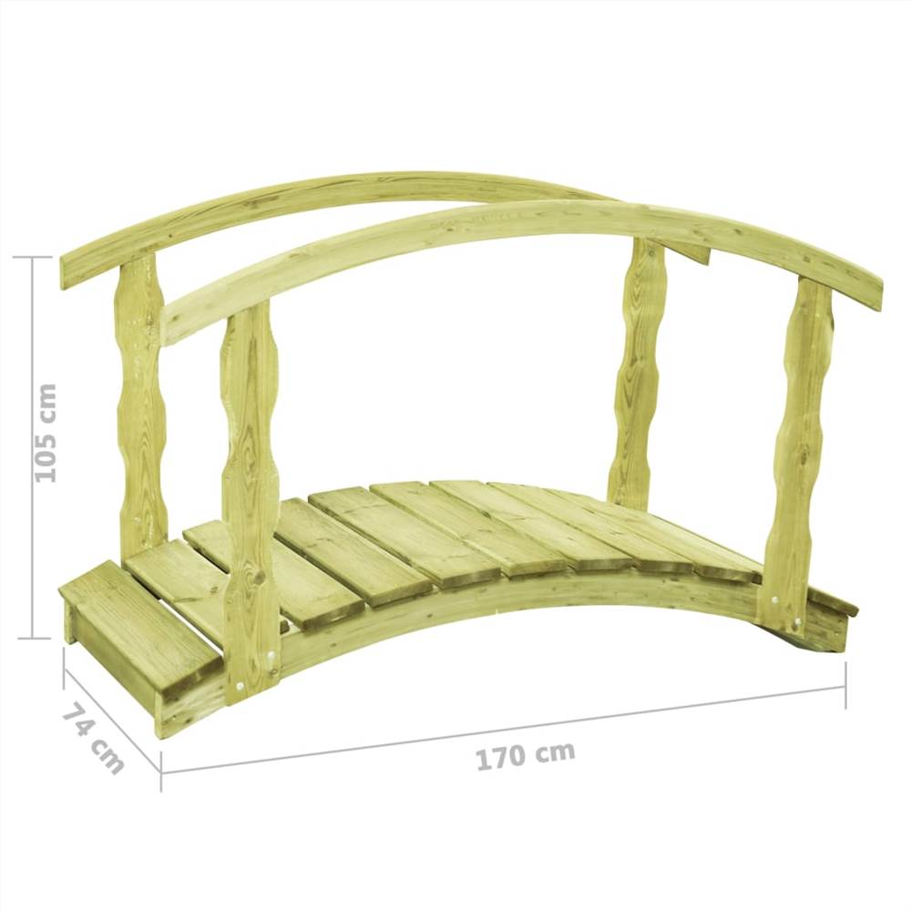 Garden Bridge with Rail 170x74x105 cm Impregnated Pinewood Garden Bridge With Rail 170x74x105 Cm Impregnated Pinewood -Room Garden Bridge with Rail 170x74x105 cm Impregnated Pinewood 434337 4