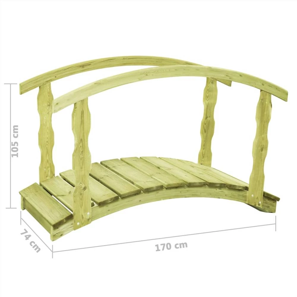 Garden Bridge With Rail 170x74x105 Cm Impregnated Pinewood - Image 5