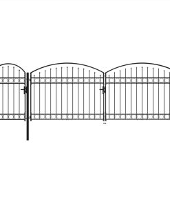 Garden Fence Gate With Arched Top Steel 2x5 M Black