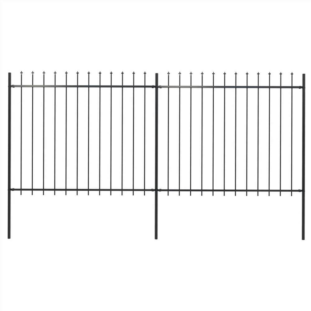 Garden Fence with Spear Top Steel 3.4x1.5 m Black Garden Fence With Spear Top Steel 3.4x1.5 M Black -Room Garden Fence with Spear Top Steel 3 4x1 5 m Black 447319 0