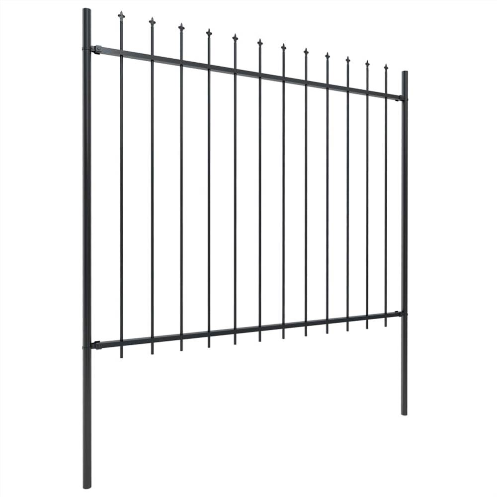 Garden Fence with Spear Top Steel 3.4x1.5 m Black Garden Fence With Spear Top Steel 3.4x1.5 M Black -Room Garden Fence with Spear Top Steel 3 4x1 5 m Black 447319 1