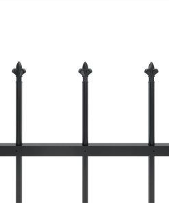 Garden Fence With Spear Top Steel 3.4x1.5 M Black 5 Garden Fence With Spear Top Steel 3.4x1.5 M Black -Room Garden Fence with Spear Top Steel 3 4x1 5 m Black 447319 3