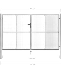 Garden Gate Galvanised Steel 306x200 Cm Silver -Room Garden Gate Galvanised Steel 306x200 cm Silver 447720 4