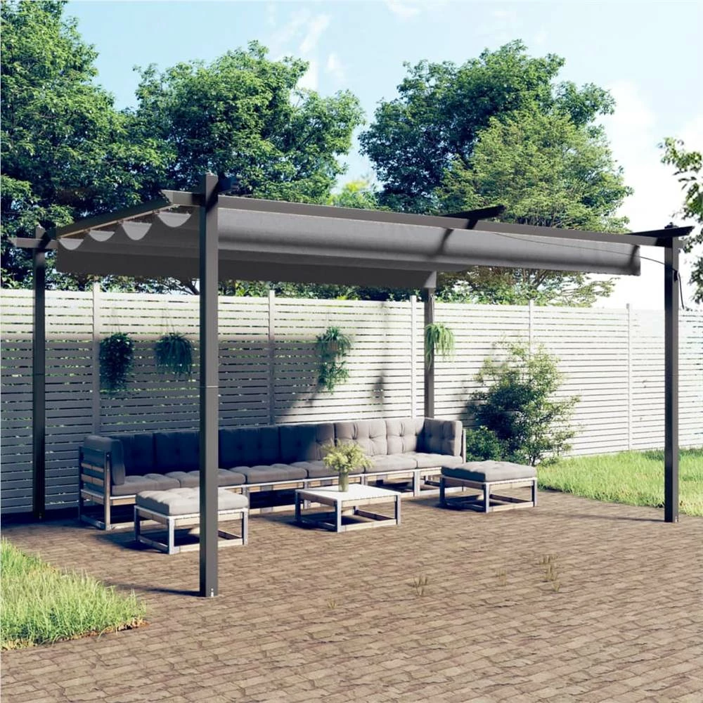 Garden Gazebo With Retractable Roof 4x3 M Anthracite