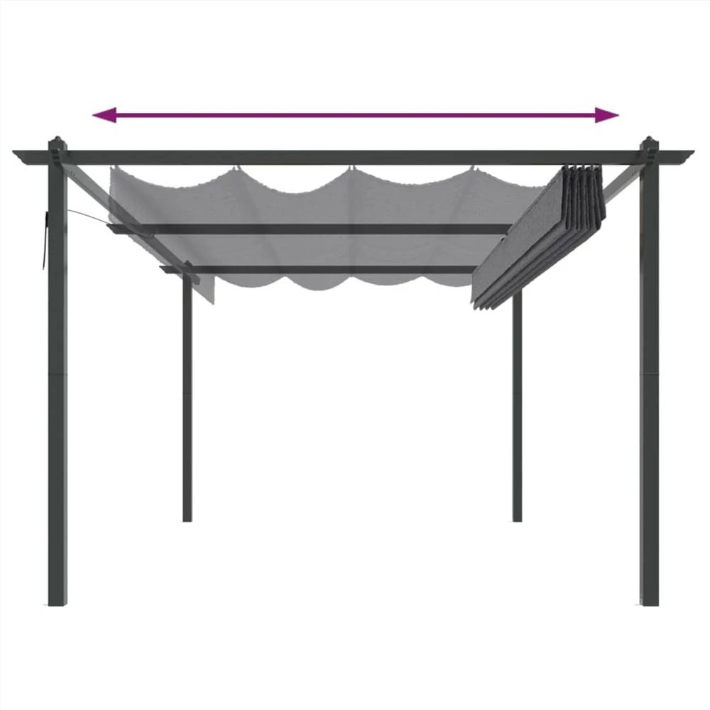 Garden Gazebo With Retractable Roof 4x3 M Anthracite - Image 5