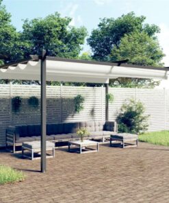 Garden Gazebo With Retractable Roof 4x3 M Cream