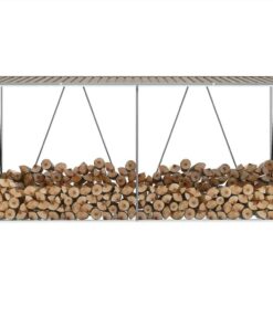 Garden Log Storage Shed Galvanised Steel 330x84x152 Cm Brown