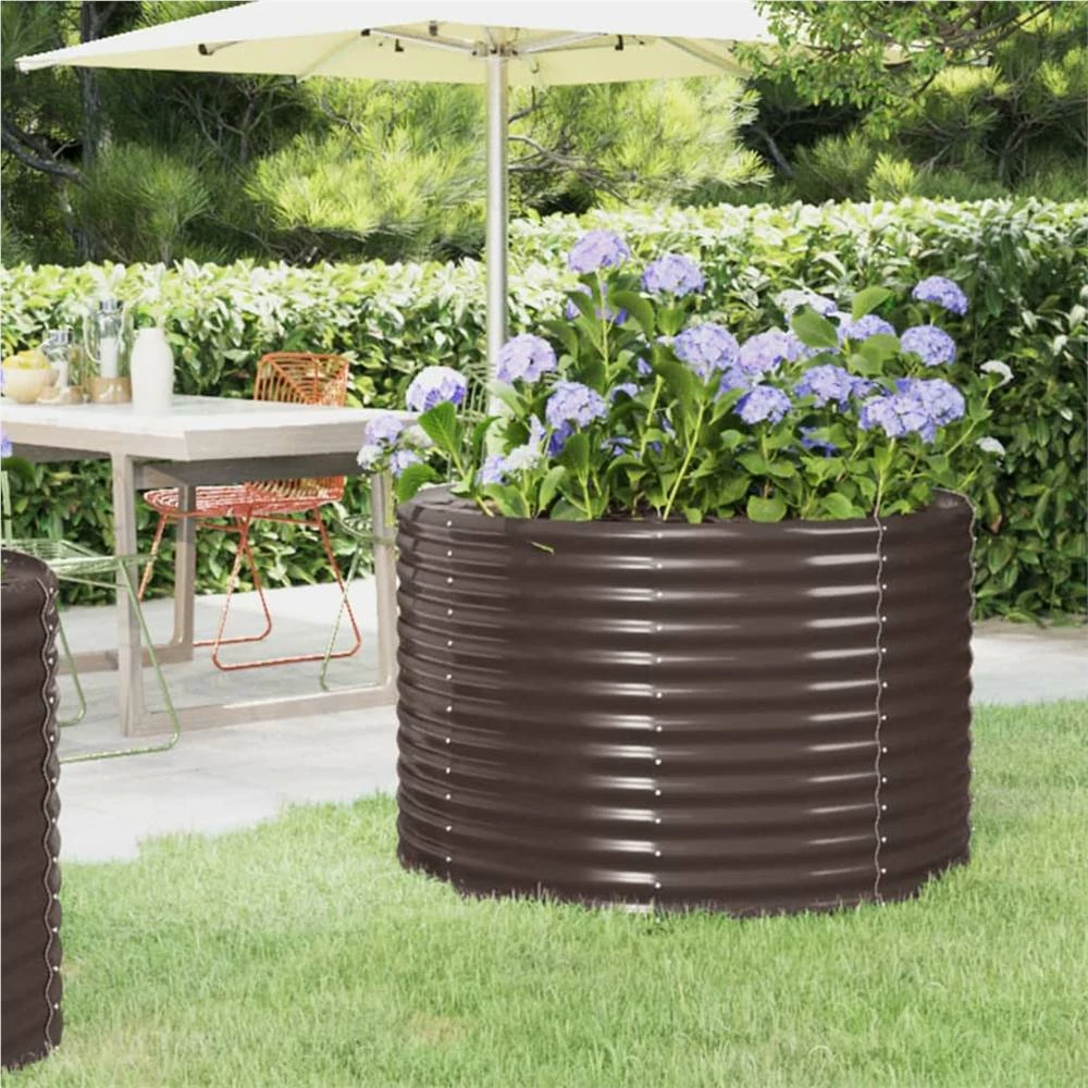 Garden Planter Powder-coated Steel 100x100x68 Cm Brown