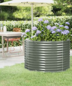 Garden Planter Powder-coated Steel 100x100x68 Cm Grey