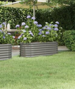 Garden Planter Powder-coated Steel 114x40x36 Cm Grey