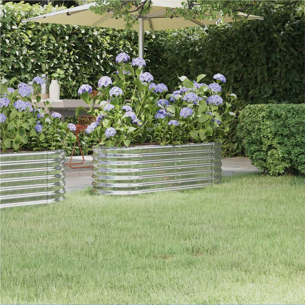 Garden Planter Powder-coated Steel 114x40x36 cm Silver Garden Planter Powder-coated Steel 114x40x36 Cm Silver -Room Garden Planter Powder coated Steel 114x40x36 cm Silver 509276 0
