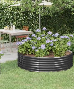Garden Planter Powder-coated Steel 140x140x36 Cm Anthracite