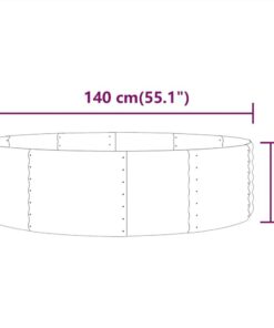 Garden Planter Powder-coated Steel 140x140x36 Cm Grey -Room Garden Planter Powder coated Steel 140x140x36 cm Grey 516220 3