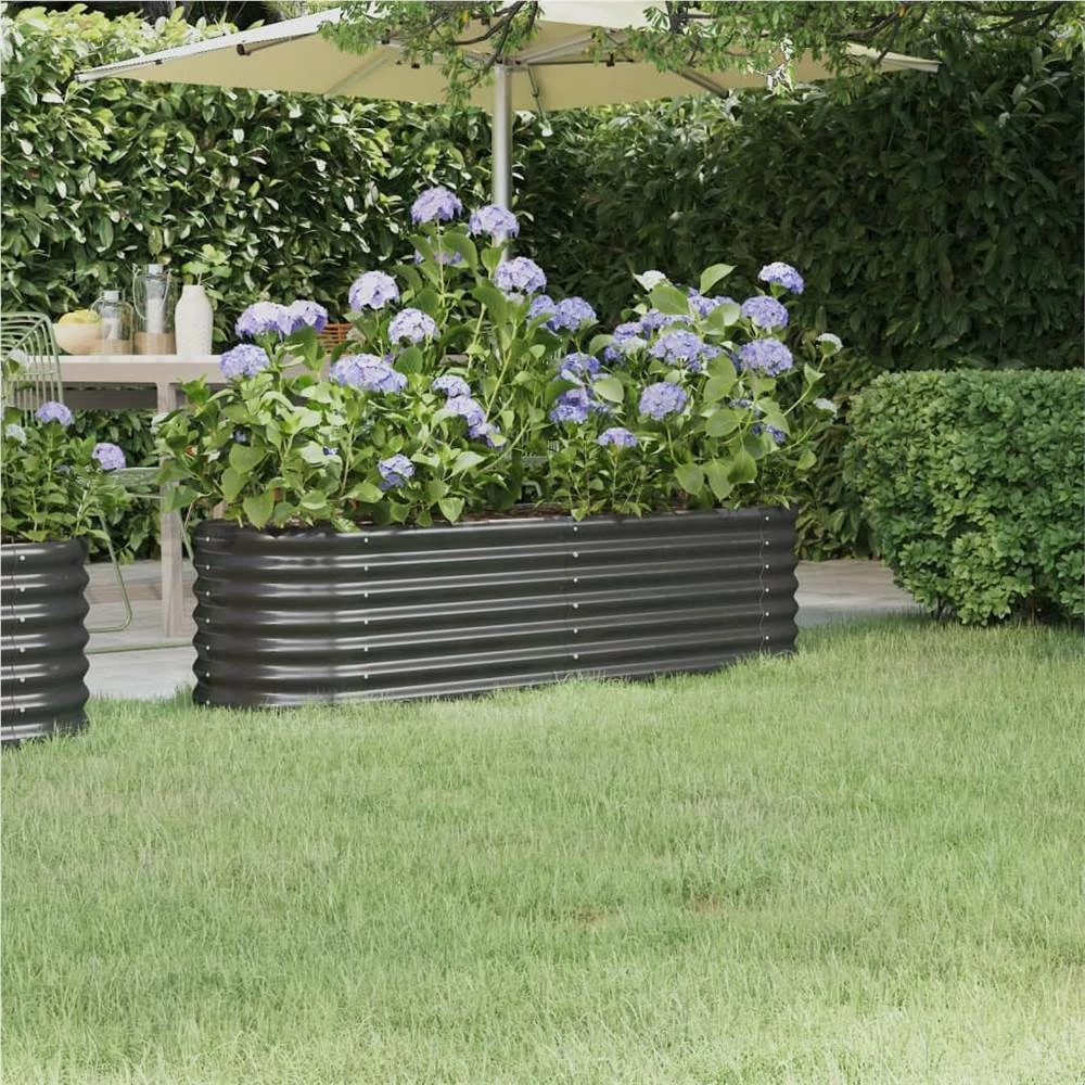Garden Planter Powder-coated Steel 152x40x36 Cm Anthracite