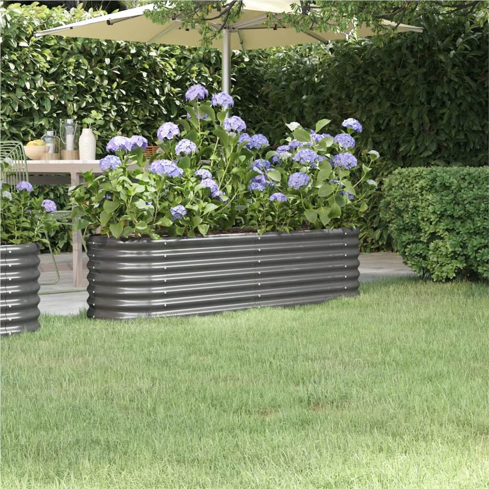 Garden Planter Powder-coated Steel 152x40x36 cm Grey Garden Planter Powder-coated Steel 152x40x36 Cm Grey -Room Garden Planter Powder coated Steel 152x40x36 cm Grey 509280 0