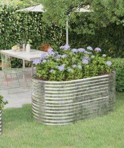 Garden Planter Powder-coated Steel 152x80x68 Cm Silver
