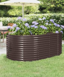 Garden Planter Powder-coated Steel 175x100x68 Cm Brown