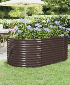 Garden Planter Powder-coated Steel 175x100x68 Cm Brown